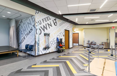 Physical Therapy equipment room.