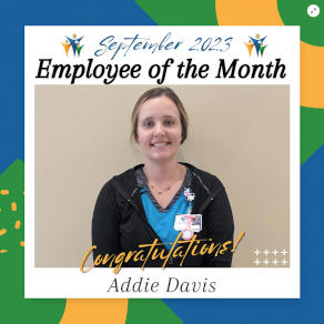 Employee of Month Addie Davis, smiling
