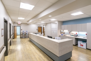 Family Clinic desk area and hallway